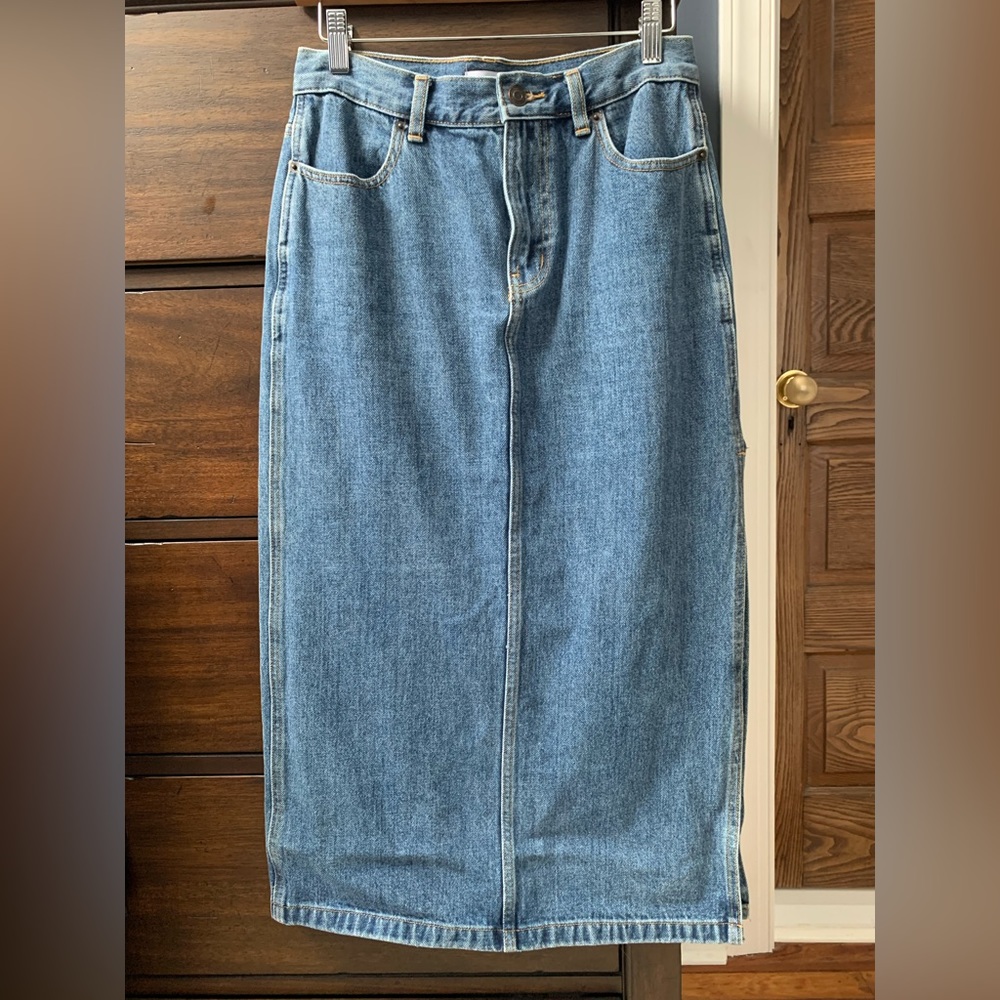 TnA denim midi skirt